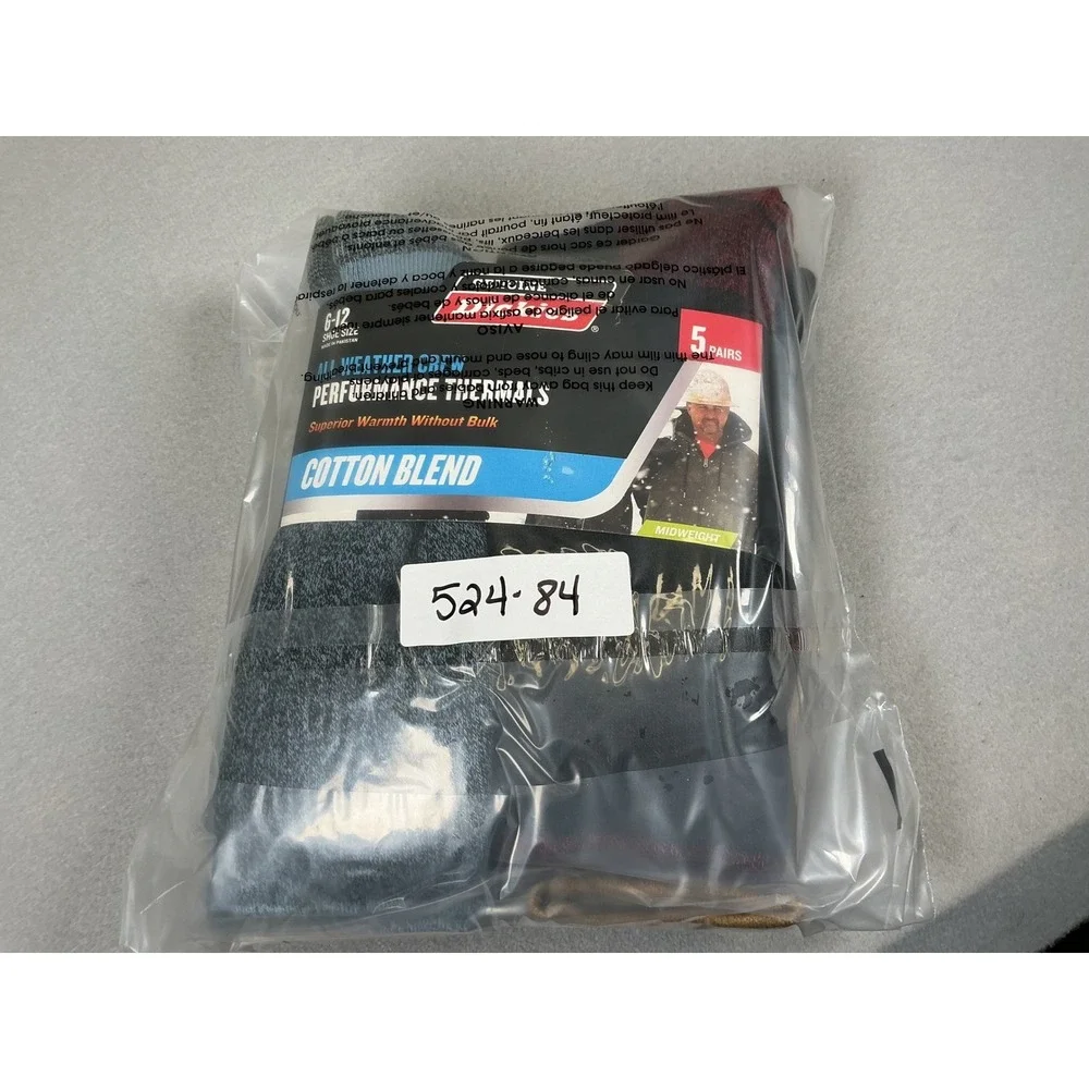 Dickies Thermal Crew Socks 5‎ Pair Cotton Blend Midweight Work Boot 6-12